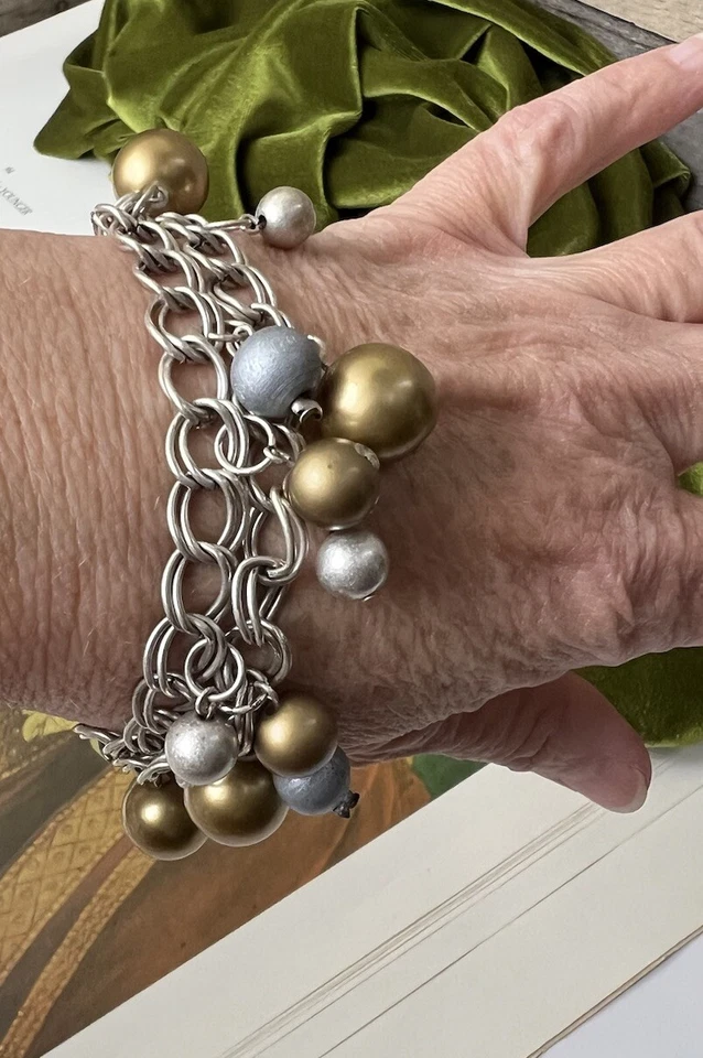 Pulsera American Eagle Vintage Tono Plata Oro y Plata Cuelga Joyería 🩶 Foto 3 de 4