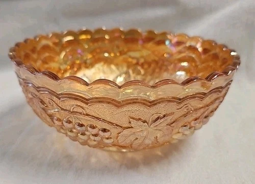 Vintage Amber Carnival Glass Bowl 7x3