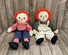 Vintage 1970-80s Large Raggedy Ann And Andy 24” American Folk Doll Rare