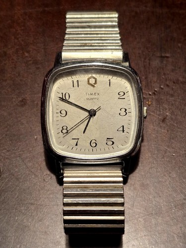 Vintage Timex Quartz M Cell Mens Watch FOR PARTS Antique Square Silver UNTESTED