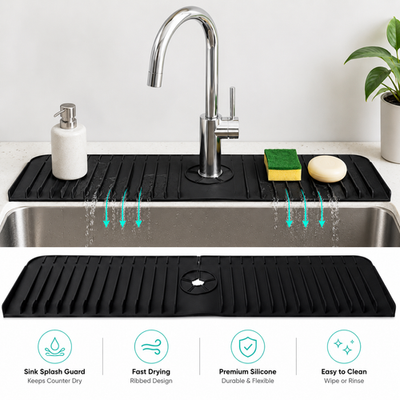 #ad #ad 24#x27;#x27; Faucet Mat for Kitchen Sink Splash Guard Slope Fast Self draining lock in $8.99