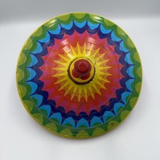 Vintage Lorenz Bolz Zirndorf West Germany Rainbow Metal Top Spinning Tin Toy