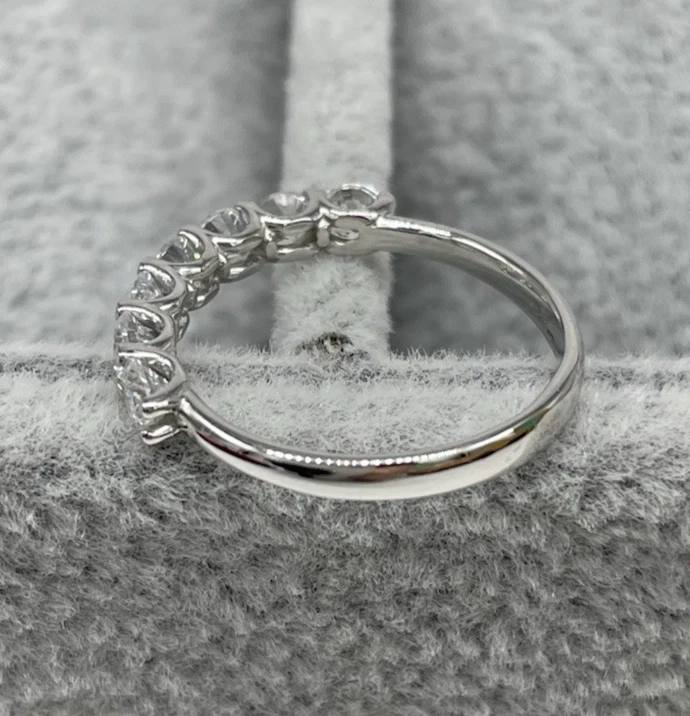 Anello Veretta di Oro Bianco 18kt carati nuovo 750 femminile 7 zirconi brillanti - Immagine 4 di 4