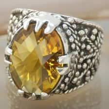 Yellow Topaz Gemstone Silver Handmade Ring Jewelry Size 8 R6945