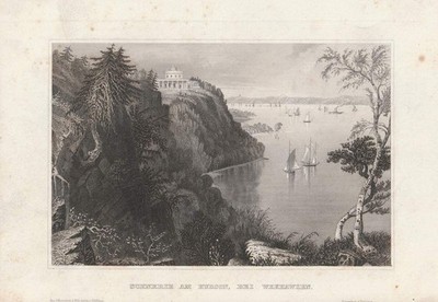c1850 Hudson River bei Weehawken New Jersey USA Stahlstich-Ansicht