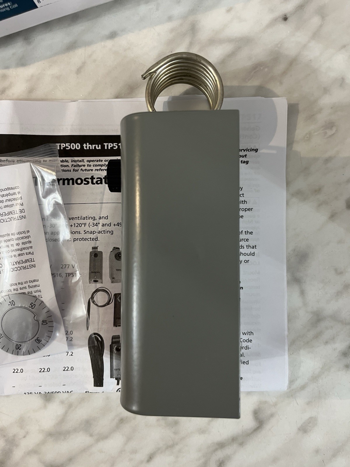 Tempro TP500 Line Voltage 30 to 110 Degree F Fixed Bulb Steel Housing SPDT Th...