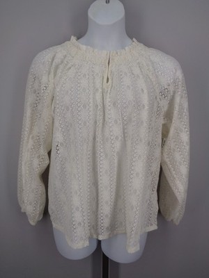 Old Navy Ivory Lace Blouse Top Size Large Romantic Cottagecore Peasant New