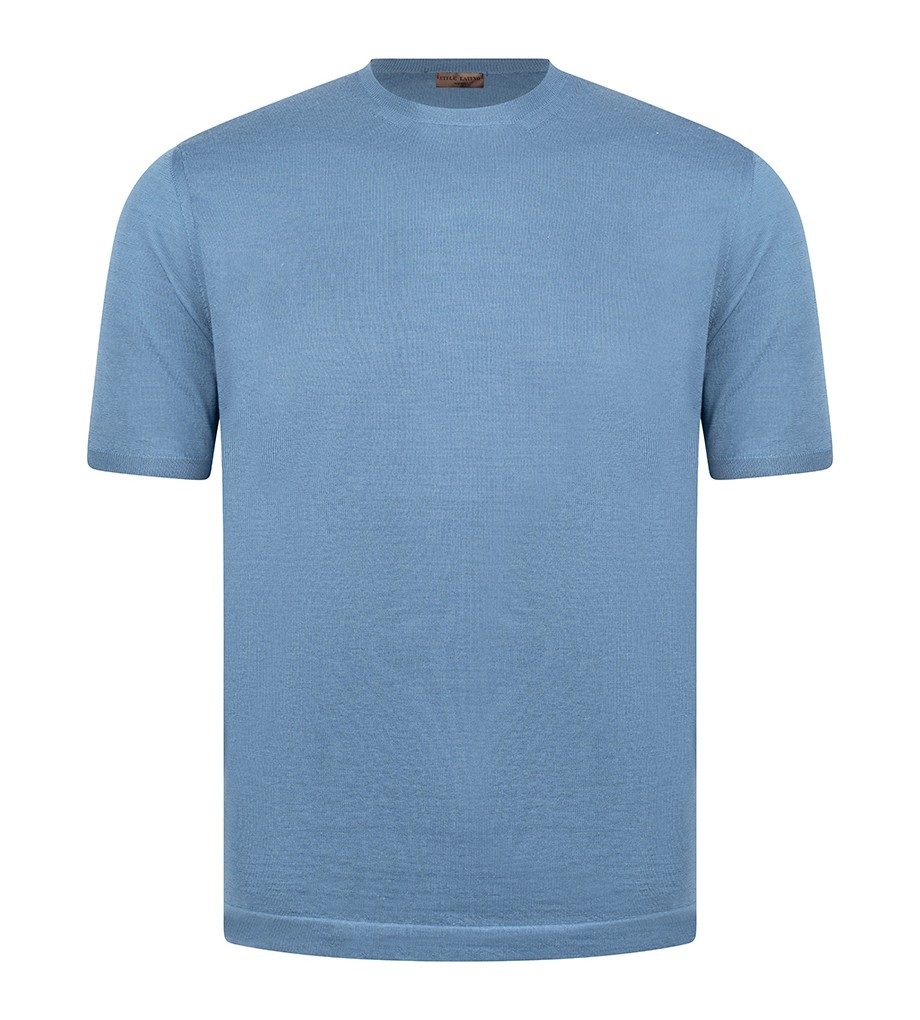 STILE LATINO t-shirt wool silk EU 54 US 44 light blue tailored fit
