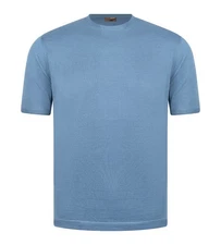 STILE LATINO t-shirt wool silk EU 54 US 44 light blue tailored fit