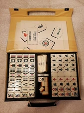 WHAT A GEM! Nagato Shokai Vintage Travel Mahjong Set, with Bamboo-Backed Tiles