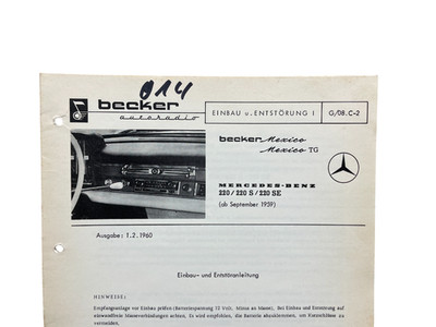 Einbau- und Entstör-Anleitung Mercedes Benz 220 S SE / Becker Mexico TG