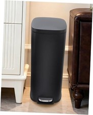 /50 Liter Slim Trash Can, Skinny Stainless Steel Garbage Can 13 Gallon Black