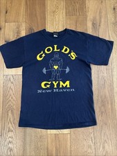 Gold  s Gym NEW HAVEN Shirt Sz M Made In USA NAVY BLUE 80s 90s  Vintage