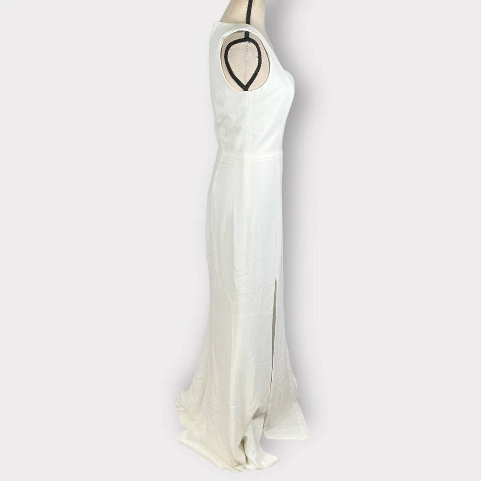 OFF WHITE Abito The Population Monroe abito spacco laterale donna piccolo bianco sporco maxi nuovo con etichetta