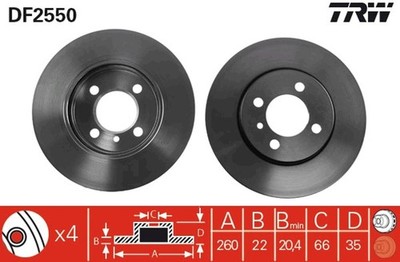 2x Bremsscheibe TRW DF2550 für Z1 E30 BMW 3er Touring Roadster 316 Ecotronic 318