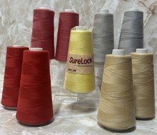 Lot 9 Assorted Sure-Lock Serger Thread 3000 Yard Cone 100 Spun Polyester Talon