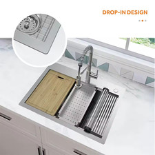 Glacier Bay Professional Zero Radius 27 In. Drop-In Single Bowl 16 Kitchen Sink