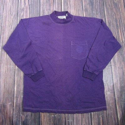 Trader Bay Womens Medium Purple Mock Neck Long Sleeve T Shirt Top Chest Pocket