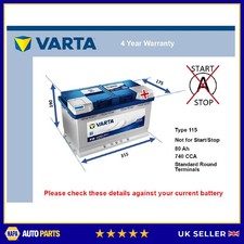 Battery fits CADILLAC BLS ATS 2.0 1.9D 2006 on Varta 115 740A 80Ah 4Yr Warranty