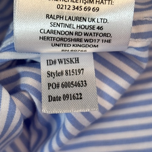 Ralph Lauren Camicia Abito M Nero Etichetta Bianco Cotone Goffrato Bottoni Monogramma - Foto 7 di 10