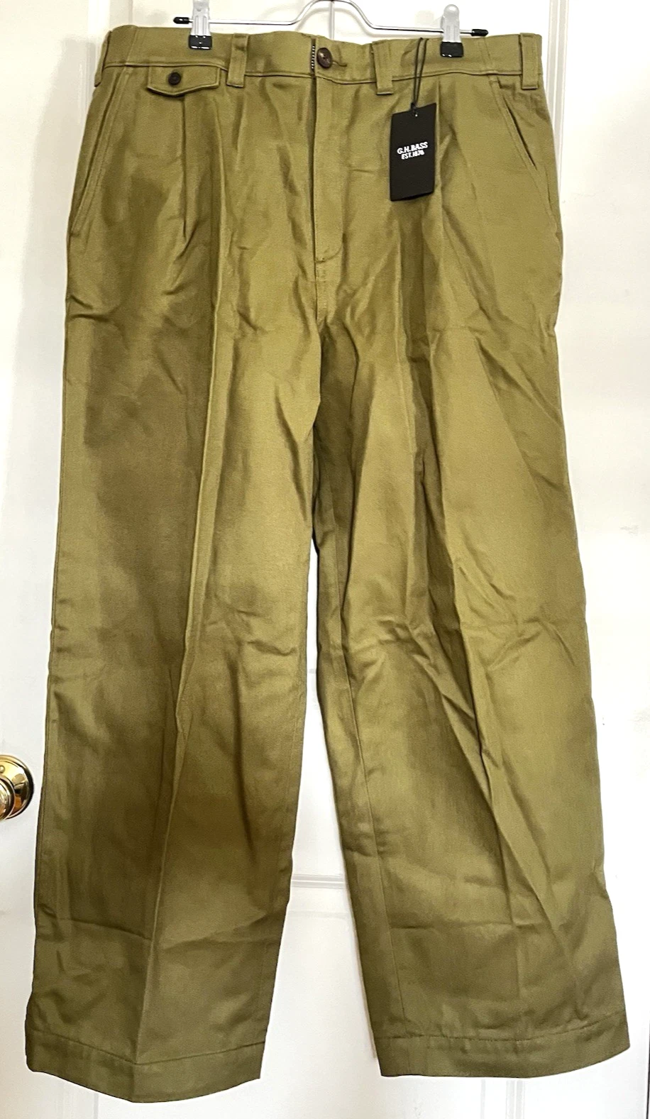 G.H. Bass & Co Men's 34x28 Olive Green Chino Outdoor Pants NWT Hiking Camping