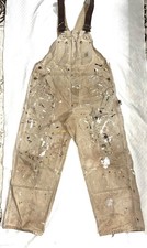 Carhartt Overalls Brown Double Knee Paint Splattered