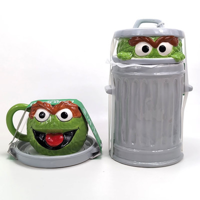 Sesame Street Oscar The Grouch Cookie Jar Mug Plate Set RARE Limited - READ