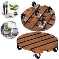 2 Pack 35CM-13 Inch Plant Caddy Wood Plant Stands with Wheels Plant Pot Trolley