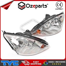TYC Pair LH+RH Head Light Lamp Chrome For Ford Focus LR 2002-2005