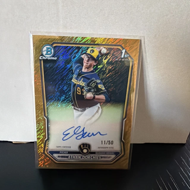 2026 Bowman Ethan Dorchies MIL Brewers CPA-EDO Gold Shimmer /50 1st Bowman Auto