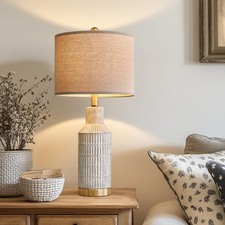 25" Modern Ceramic Lamps Single Table Lamp for Living Room Bedroom Farmhouse ...