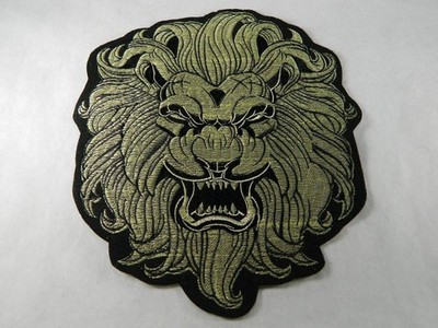 Large Golden Lion Embroidered Iron-On Patch   Big Cat Applique