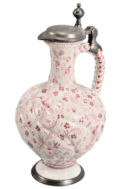 Fayence-Krug mit Zinnmontierung | Thüringen / Erfurt | dat. 1766 | 34cm - Bild 1 von 4