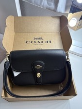 Coach Black Pebbled Shoulder Bag with Logo an...