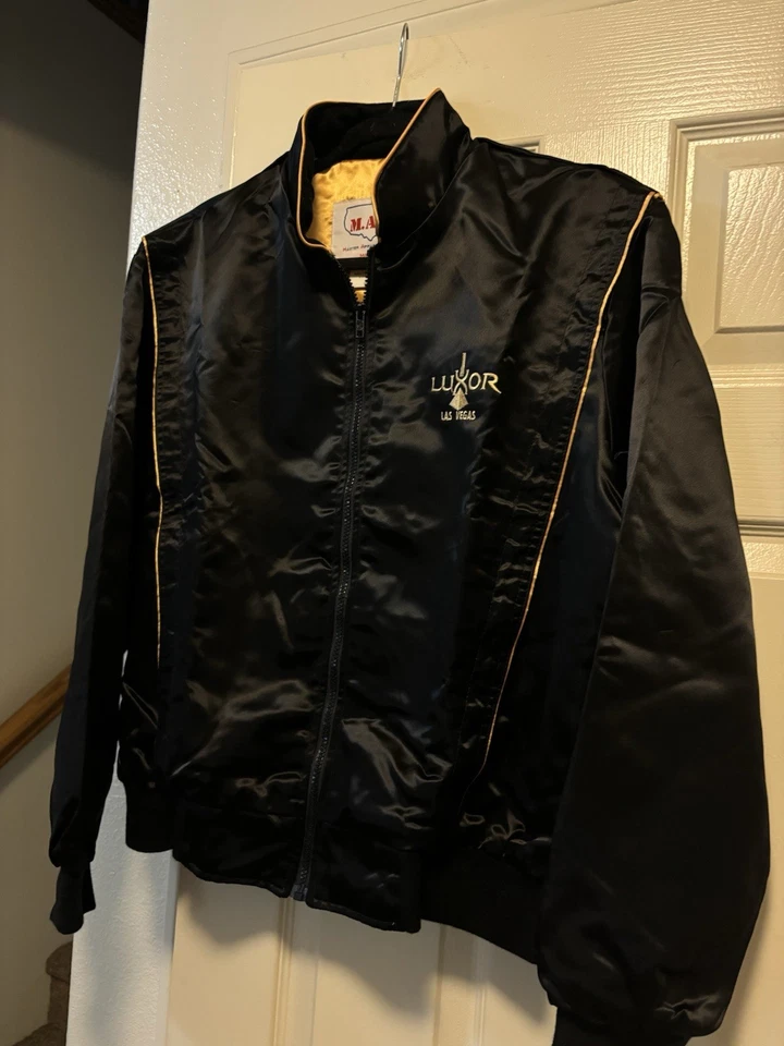 Jaqueta de cetim masculina Luxor Las Vegas boxe nova sem etiquetas Gold Fight pequena - Imagem 2 de 4