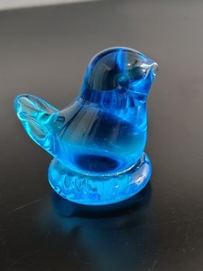Vintage Glass Bluebird Bird Of Happiness Signed Collectible 1986 Art Sculpture