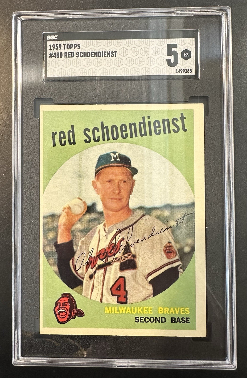 1959 Topps Red Schoendienst SGC 5 #480 Milwaukee Braves
