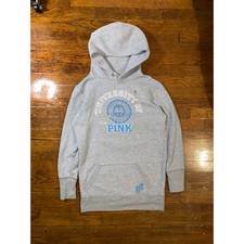 VTG Victoria Secret PINK University Of Pink Hoodie Gray Gold Splatter Small