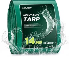 14 Mil Tarp Waterproof 20X30 Feet, Thick Heavy Duty Tarp with Reinforced Grommet