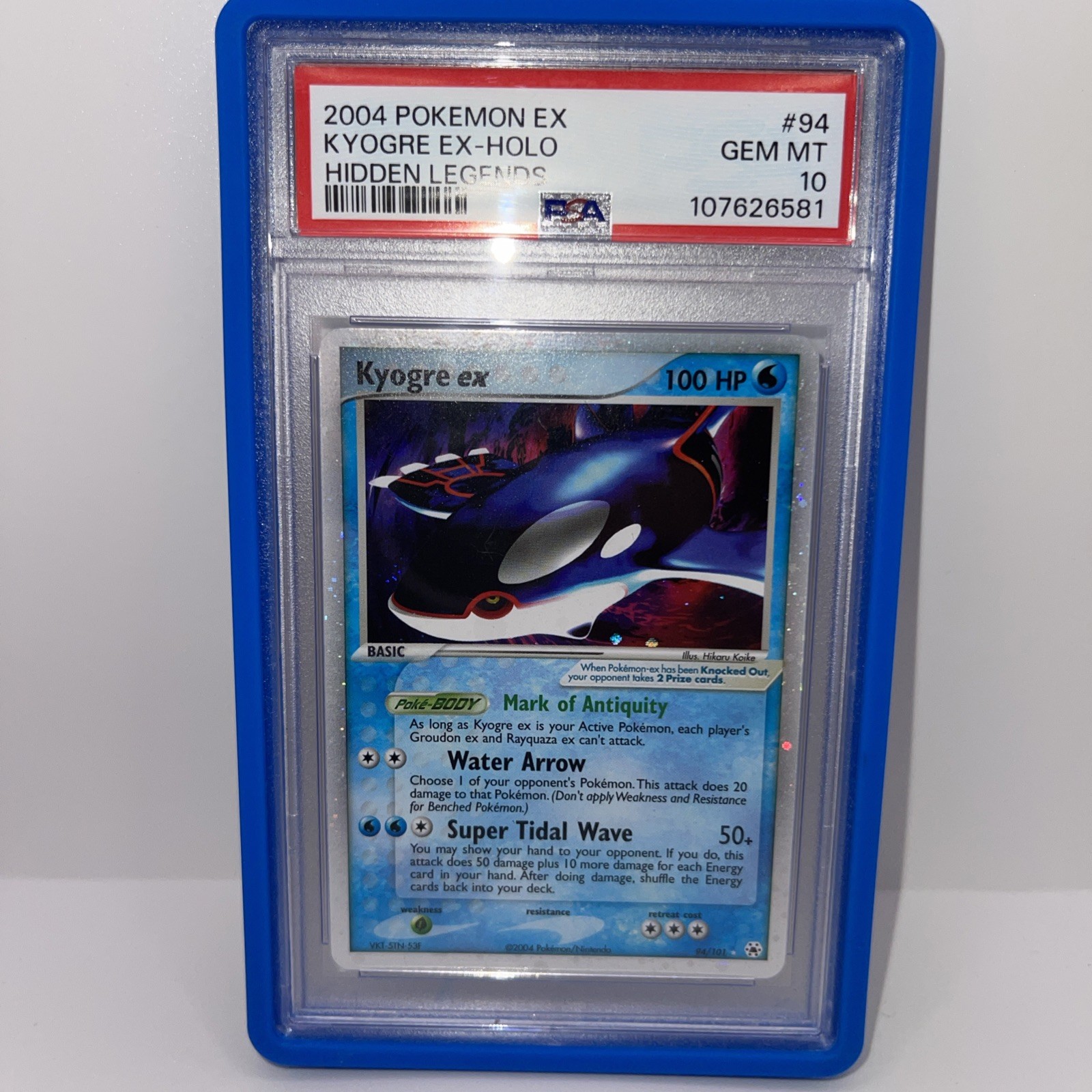 2004 Pokemon EX Hidden Legends Kyogre EX 94/101 PSA 10 Gem Mint Holo Rare Fresh
