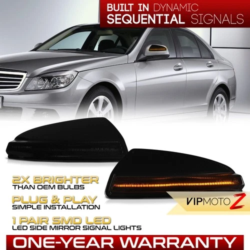 SMOKED Sequential LED Side Mirror Signal Lights For Benz 08-09 W204 09-10 W164