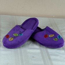 Holiday Slippers Women s Size Large 9 - 10 Christmas Lights Purple Embroidered