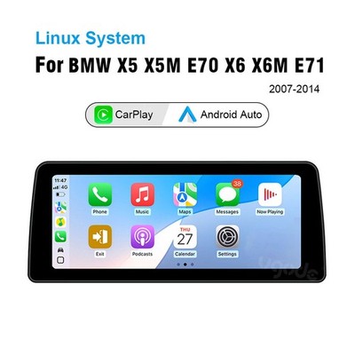 Linux CarPlay Android Auto Screen Car Radio Upgrade for BMW X5 X5M E70 X6 E71