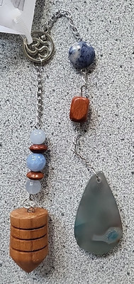 Cherry Wood Dowsing Pendulum 5th Chakra Throat : Aum, Blue gemstones, meditation