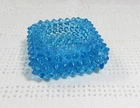 VTG Fenton Blue Hobnail Square Salt Cellar Ashtray Tea light Candle Holder