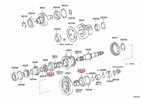Genuine Lexus LX450 FZJ80 LX470 UZJ100 Rear Transfer Case Roller Bearing - Picture 15 of 20