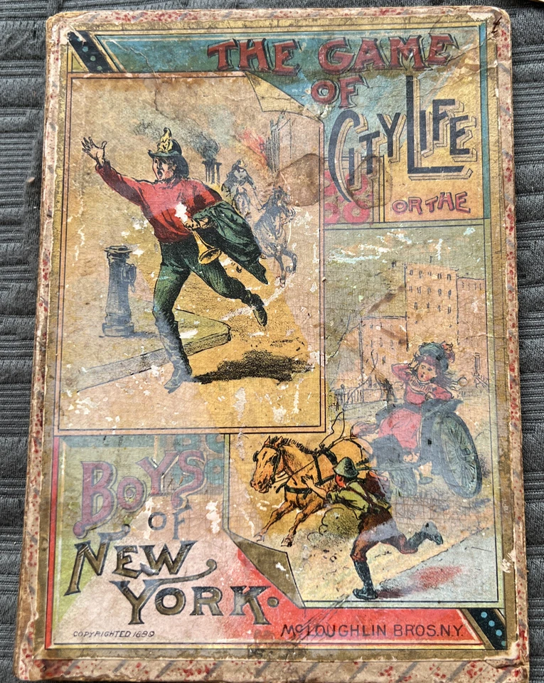 Tarjetas antiguas de McLoughlin Bros NY 1889 The Game of City Life or Boys of New York Foto 4 de 4