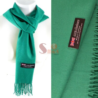 Winter Unisex 100% Cashmere Plaid Scotland Made Solid Striped Scarves Wool Scarf