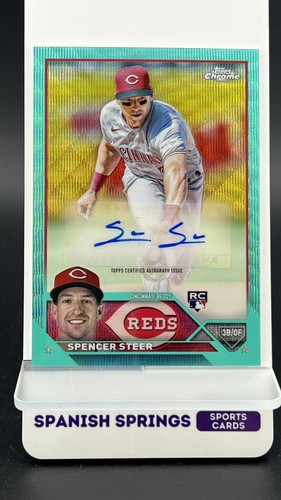 SPENCER STEER • 2023 Topps Chrome Update • RC AUTO • Aqua Wave Refractor • /199 - Picture 10 of 16