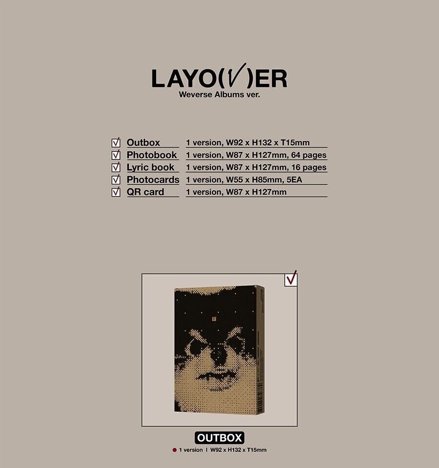 BTS V LAYOVER Album 3 Ver SET+WEVERSE Ver SET/3CD+QR Card+ BTS V LAYOVER Album 3 Ver SET+WEVERSE Ver SET/3CD+QR Card+